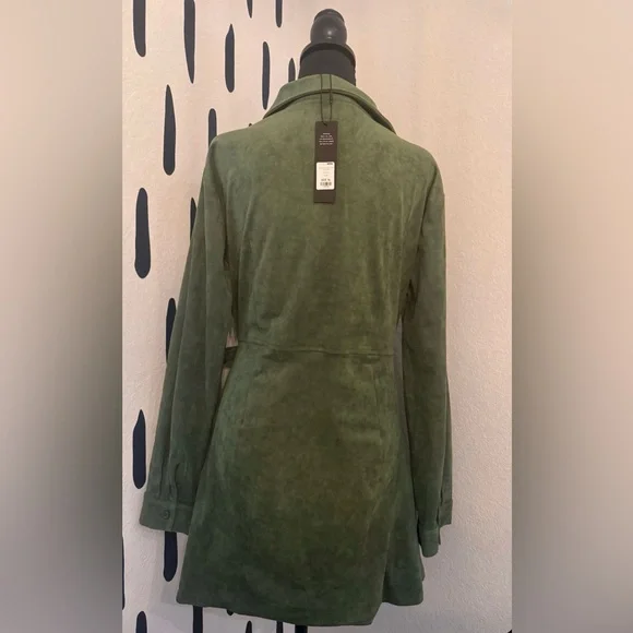 NWT - Fashion Nova “Working Hard” Suede Wrap Mini Dress – Green 💚 - Picture 6 of 7